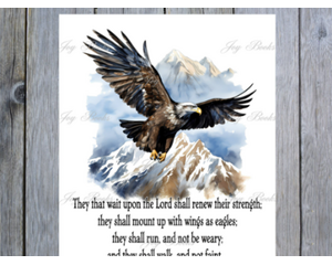 Isaiah 40:31 Wait Upon The Lord Bible Verse On Watercolor Of A Flying Eagle Vintage Verses 8x10 Wall Art Printable Digital Download DIY 
